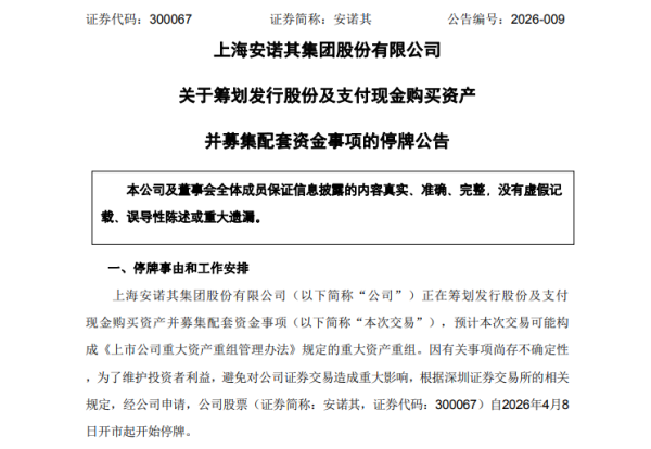 300067，重大资产重组！明天停牌！