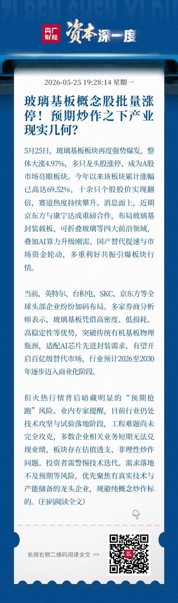 玻璃基板概念股批量涨停！预期炒作之下产业现实几何？