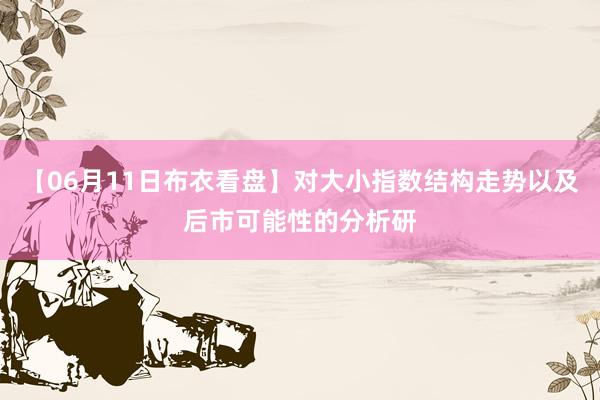 【06月11日布衣看盘】对大小指数结构走势以及后市可能性的分析研