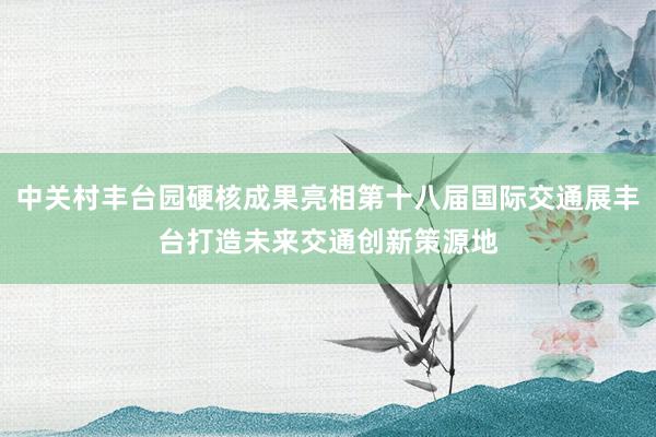 中关村丰台园硬核成果亮相第十八届国际交通展丰台打造未来交通创新策源地