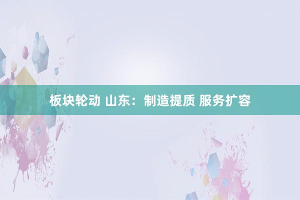 板块轮动 山东：制造提质 服务扩容