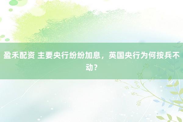 盈禾配资 主要央行纷纷加息，英国央行为何按兵不动？