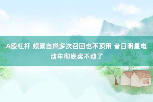 A股杠杆 频繁自燃多次召回也不顶用 昔日明星电动车彻底卖不动了
