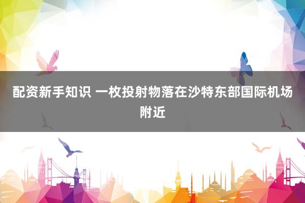 配资新手知识 一枚投射物落在沙特东部国际机场附近