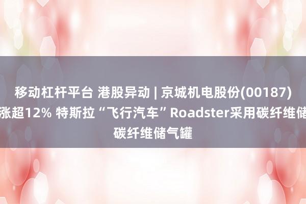 移动杠杆平台 港股异动 | 京城机电股份(00187)早盘涨超12% 特斯拉“飞行汽车”Roadster采用碳纤维储气罐