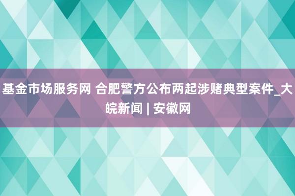 基金市场服务网 合肥警方公布两起涉赌典型案件_大皖新闻 | 安徽网